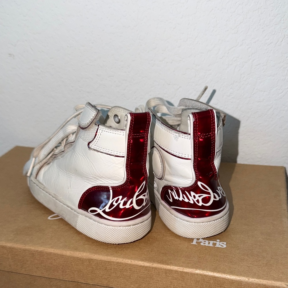 Christian Louboutin Kids White and Red Sneakers